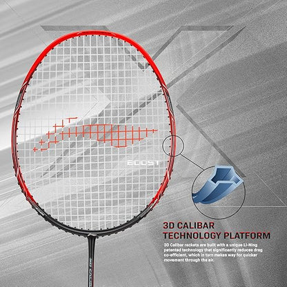 Li-Ning 3D Calibar X Boost Carbon Graphite Strung Badminton Racquets, 83 Grams, 30 Lbs String Tension