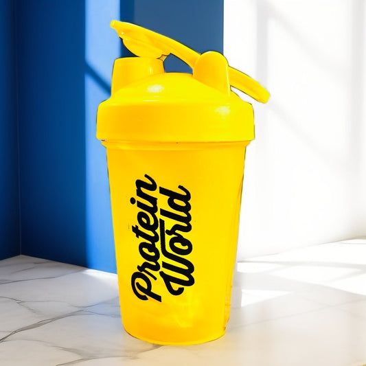 Protein World Yellow Shaker Bottle - 600ml - Durable & Leak-Proof