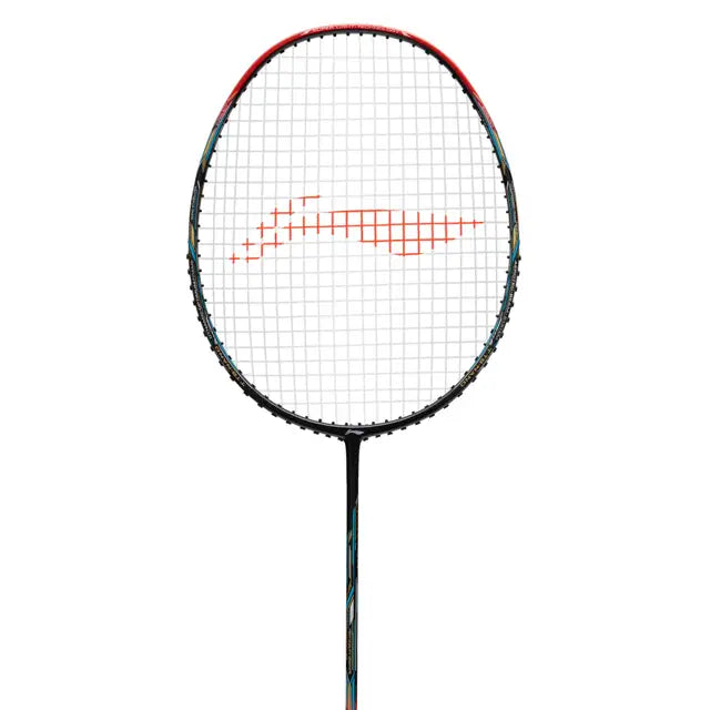 LI-NING Super Series SS100 Carbon Graphite Badminton Strung Racket (Black/Red) Black, Red Strung Badminton Racquet